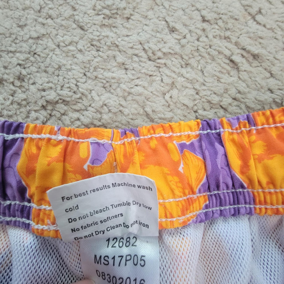 Peter Millar M Swim Trunks Goldfish Print Drawstring Mesh Lined Shorts Purple - Picture 9 of 13